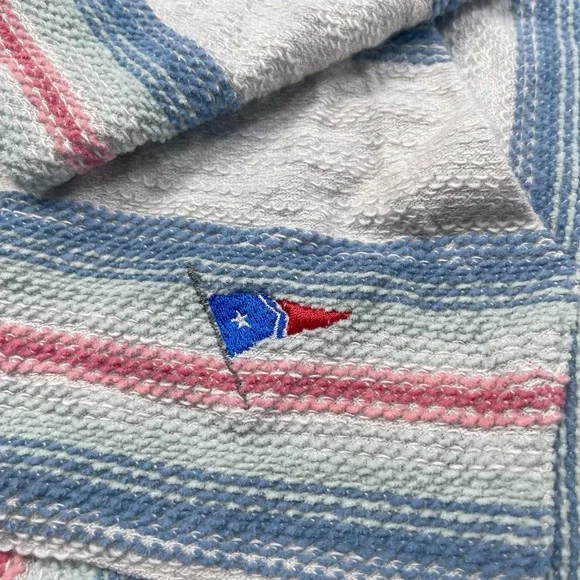 Faherty Men's Biarritz Terry Hoodie Sz S White Multicolor‎ Striped Poncho Surfer - Picture 11 of 14